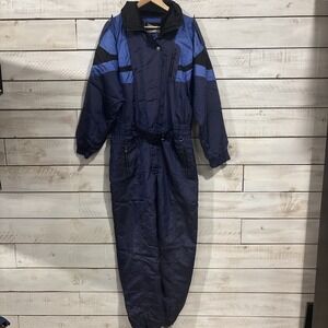 VTG Inside Edge Ski Suit Unisex Large  Blue One Piece Snowsuit Retro 80s Vtge